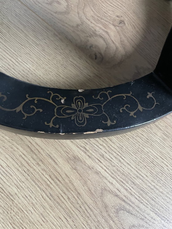 Image 1 of Antique Chinese Side Table – Handmade – Jade, Mother of Pearl & Gold Painting – Jinlong Beijing