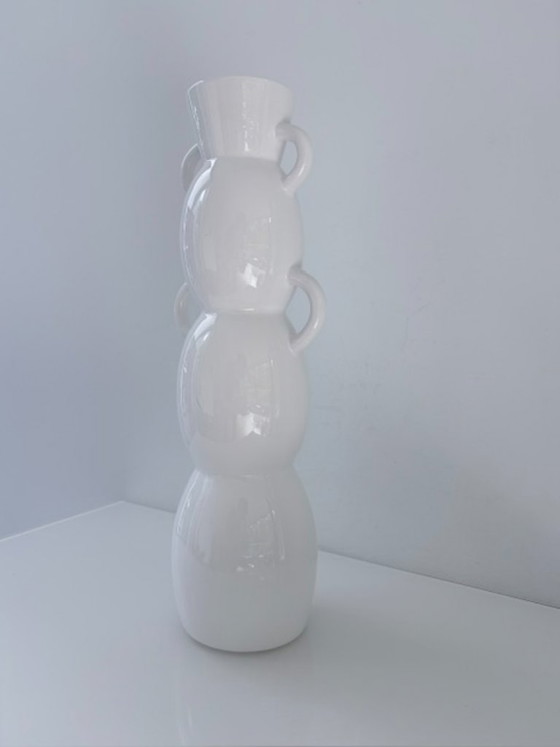 Tall White Design Vase – Modern Organic Shape – Ceramic (photo 7 of 9)