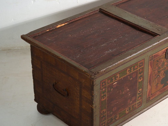 Coffre de dot polychrome ancien en pin – Europe Centrale, circa 1850 – Armoires de rangement, Iron (photo 15 of 40)