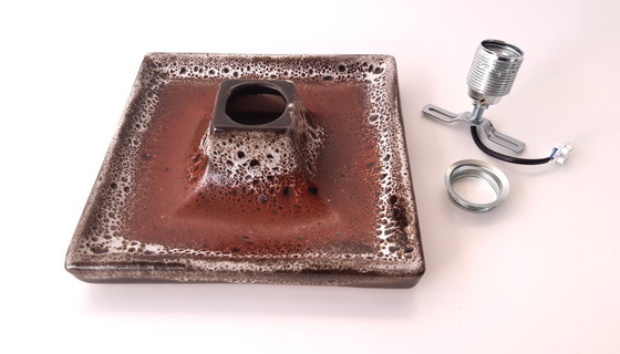 Image 1 of 1 of 5 Ceramic earthenware vintage wall lamps in brown tones, West Germany fat lava style, ceramic wall lamp, space age la