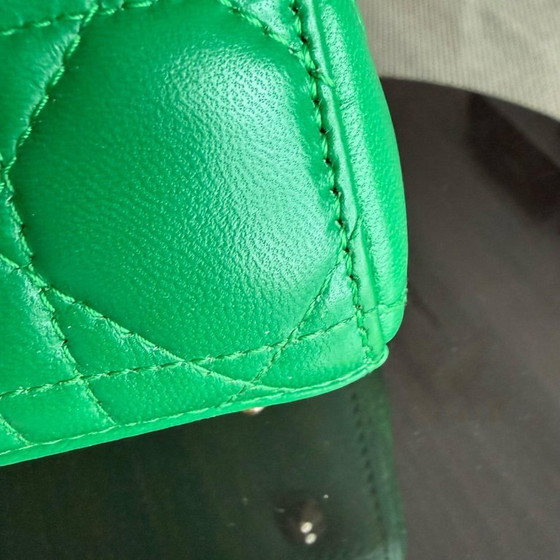 Image 1 of DIOR LADY SMALL FLAP - CANNAGE LAMSLEER GROEN MET GOUDEN BESLAG