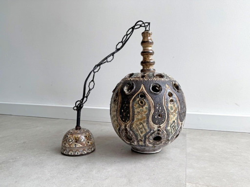 1x Rare Large Vintage Henk Jacobs Ceramic Pendant Lamp – hanglampen, Metal