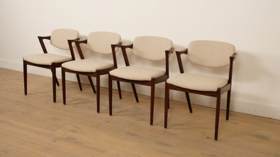 Image 1 of Juego de 4 sillas de comedor | Kai Kristiansen | Silla Z - modelo 42 | Palisandro