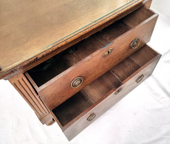 Antique oak chest of drawers, Sideboard, Glass, Wood, Brown (photo 2 of 5)