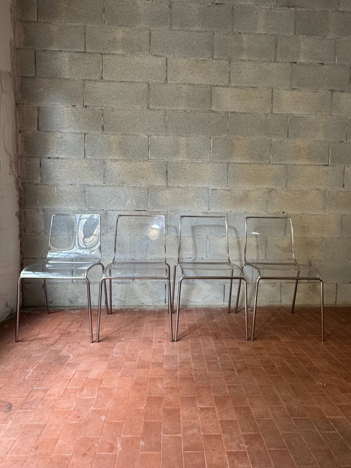 4 Italian Acrylic Glass chairs from Calligaris