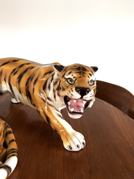 Image 1 of Set di 2 tigri in ceramica vintage, Italia anni '60