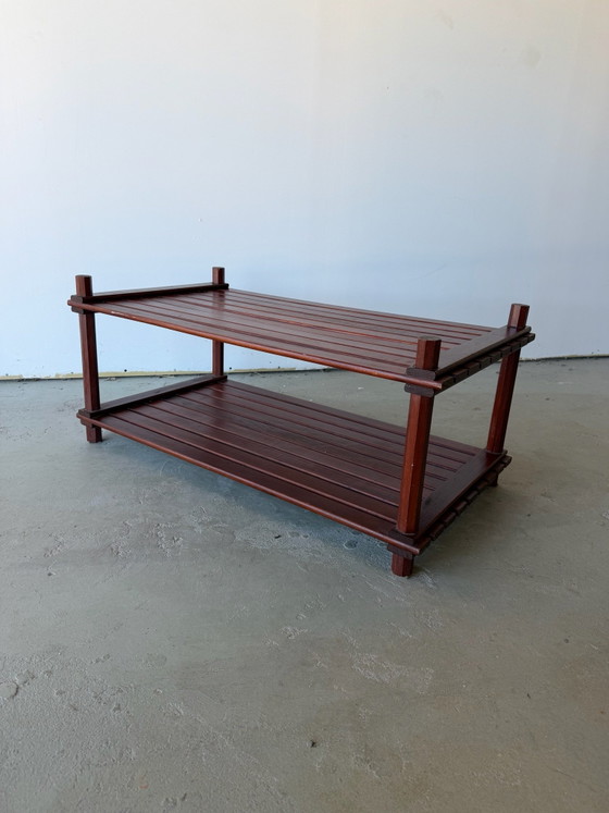 Slatted pine coffee table Scandinavian design vintage 70s, Wood, Brown (photo 11 of 12)