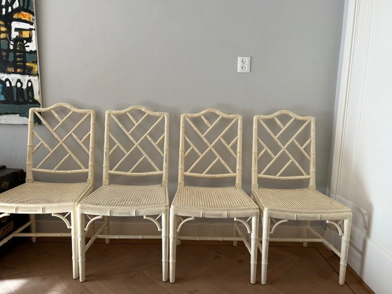 Image 1 of 4 x Faux bamboo stoelen 