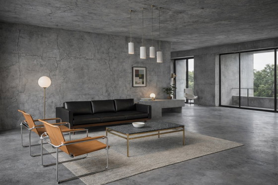 Image 1 of Vintage Mid-Century Italian Modern Brass Coffee Table with Stone Top, 1970s