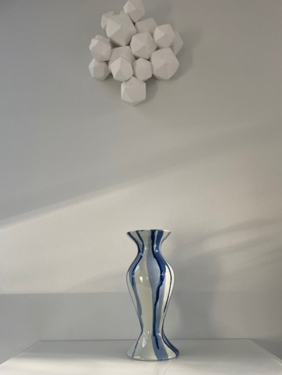Image 1 of Handmade goblet vase with unique dripping pattern