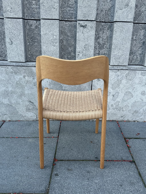 4 eiken Niels Otto Moller eetkamerstoelen met papercord