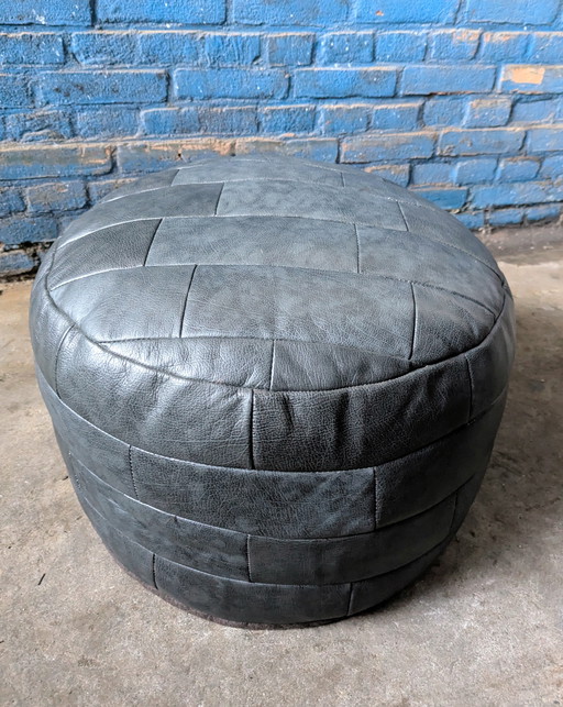 Pouf patchwork in pelle vintage