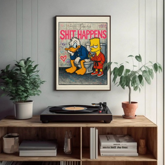 Art Print with Donald Duck and Bart Simpson, Paper, Yellow, Pop Art (photo 3 of 5)