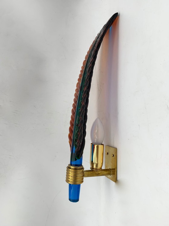 Image 1 of Applique murale, feuille unique attribuée à Seguso