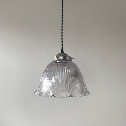 ALTE HÄNGELEUCHTE HOLOPHANES GLAS 25,5 CM VINTAGE