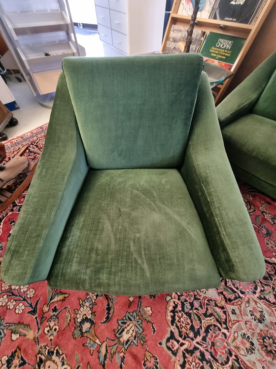 Image 1 of Bankstel in mid-century design uit de jaren 60/70 - Set van 3, groen