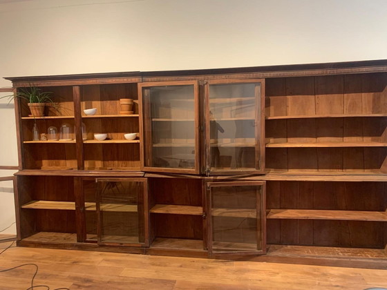 Antique long shop cabinet – Display cabinets, Wood, Glass (photo 2 of 6)