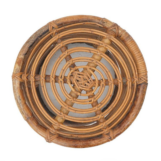 Image 1 of Cilindervormige poef in gebogen rotan van Castano, jaren 1960