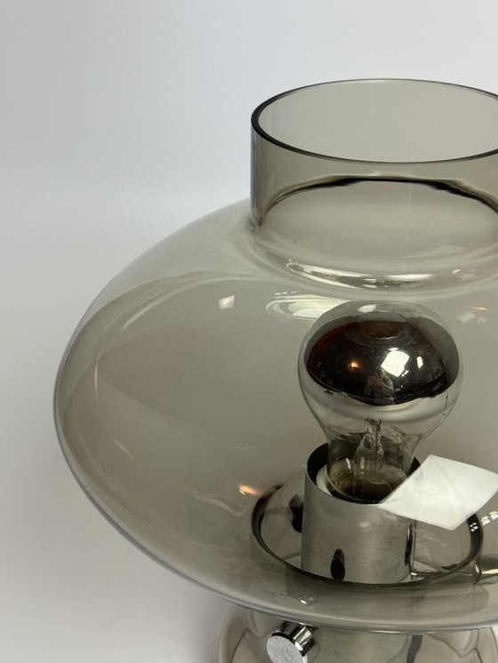 Image 1 of Vintage Design Smoked Glass Table Lamp by F. Nettelhof, Germany, 1960s