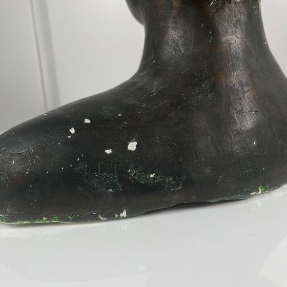 Image 1 of Neoclassicistische gipsen buste van een vrouw, vervaardigd door M. Mongey, 20e eeuw.