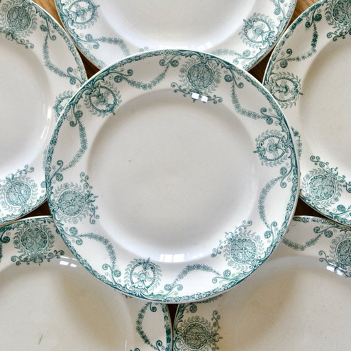 19th century Longwy ironstone plates "Pierrefonds"