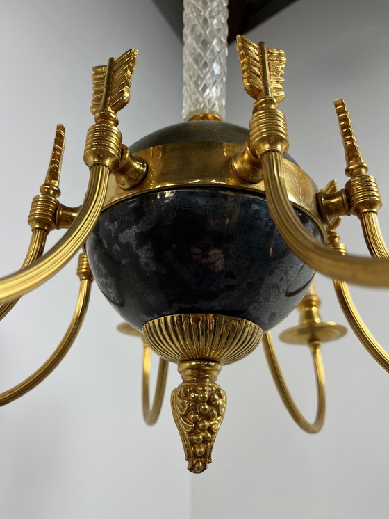 Image 1 of Vintage 1940s/50s gold plated French chandelier