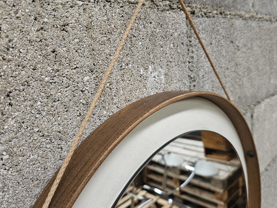 Image 1 of Vintage 1970s PVC and faux leather wall mirror