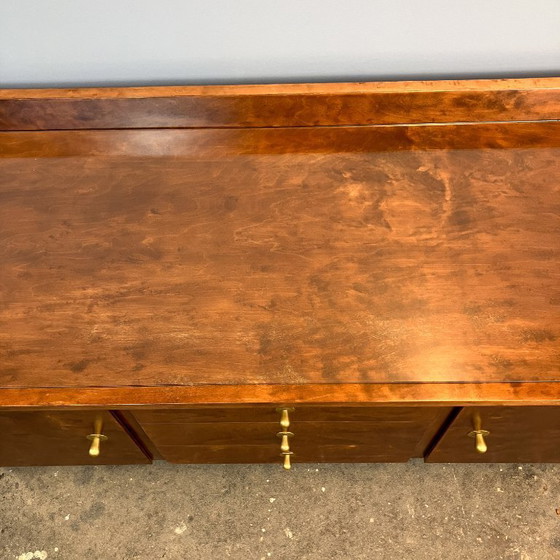 Image 1 of Commode basse, petit meuble à tiroirs, bouleau flammé, années 1950