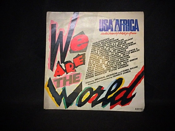 Image 1 of USA for Africa "We Are the World" 45 RPM Vinyl Record – Featuring Michael Jackson, Tina Turner, Stevie Wonder – 2Y07