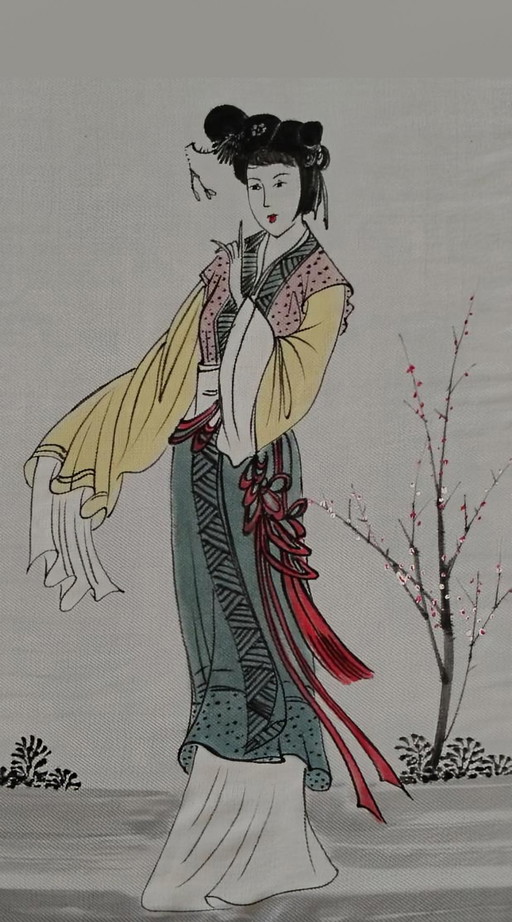 Peinture japonaise sur soie ( signée à la main )