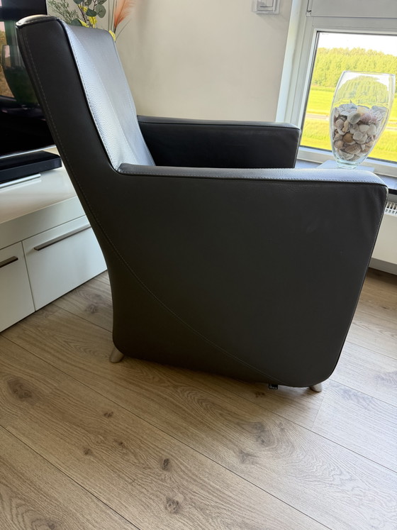 Image 1 of Fauteuil en cuir gris Leolux Dolcinea.