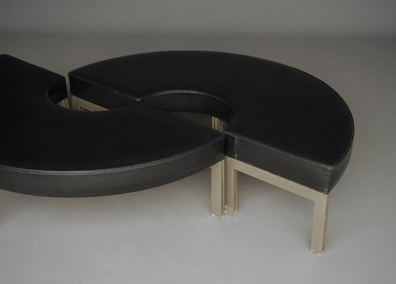Mid-Century Round Modernist Benches. 1960s. Set of 2 – Metal, Plastic (photo 4 of 23)