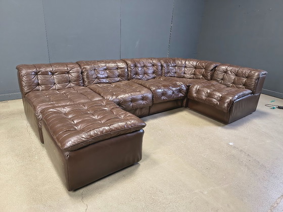 Image 1 of Canapé modulaire vintage en cuir patchwork DS11 de Desede, années 1960