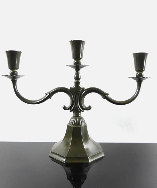 Just Andersen candlestick, disco metal, 30s