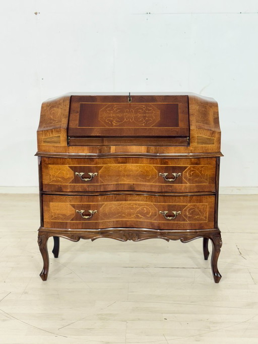 Baroque style writing desk / secretary desk with inlays circa 1800 / secretary table / writing desk