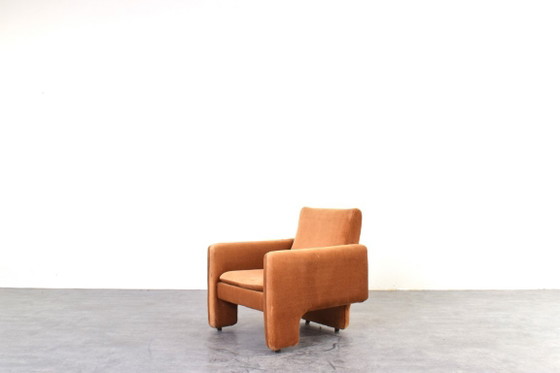 Vintage Italian Lounge Chair in Copper Velour, 1970s., Armchairs, Textile, Orange (photo 2 of 10)