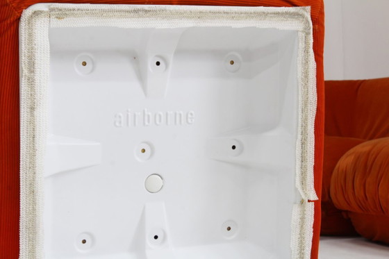 Image 1 of Divano modulare vintage Airborne 'Patate' in velluto a coste arancione, set da 7