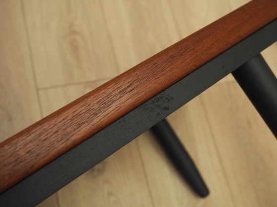 Danish Teak Veneer Coffee Table With Black Legs, 1970s – Wood (photo 9 of 9)