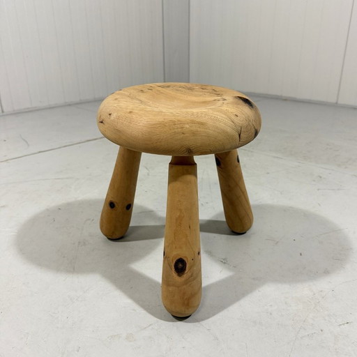 Swedish solid pine milk stool 1960s