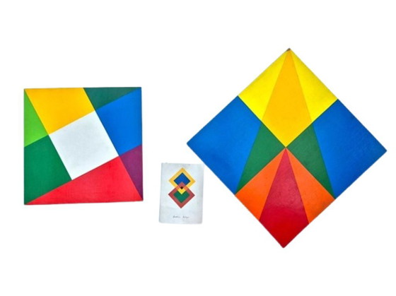 Image 1 of Frédéric Belser, Swiss, born in Geneva in 1929, oil on canvas, geometric abstraction, 50 x 50 cm