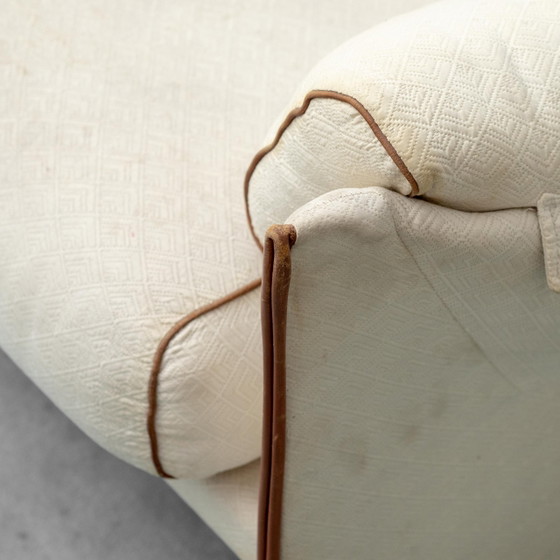 Divano vintage a 2 posti in tessuto beige e marrone, moderno anni '70 – Sofà (photo 7 of 11)