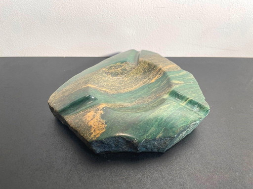 Cenicero de malaquita, estilo vintage de los años 70.