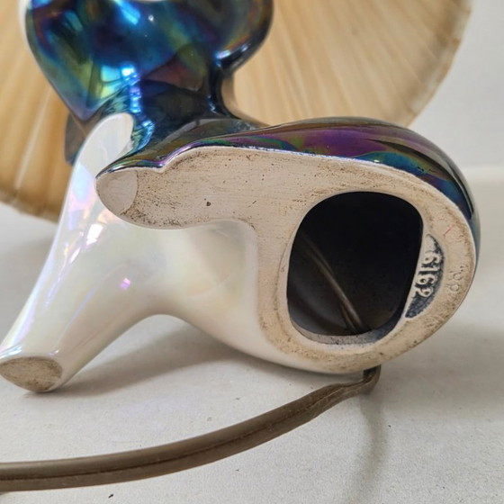 Image 1 of Vintage 1960s Iridescent Ceramic Dog Lamp by Maison Verceram