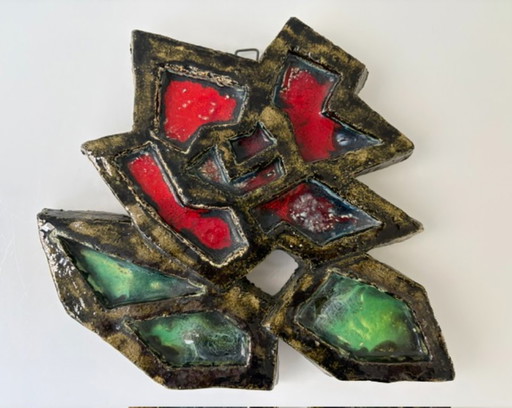 Brutalist Ceramic Wall Relief – Flower