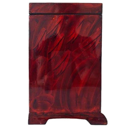 Image 1 of Vintage Chinese sieradendoos rood lakhout messing 1960's