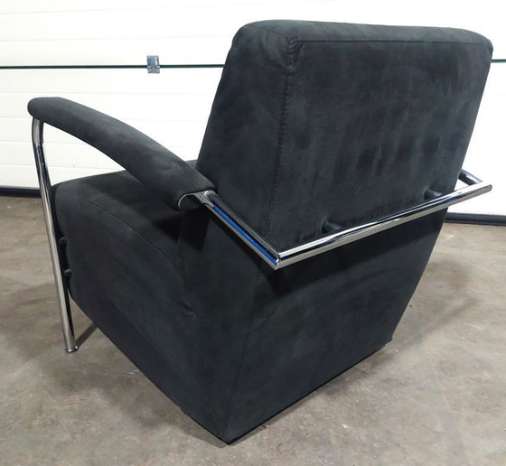 Image 1 of Fauteuil Leolux Scylla | Alcantara noir et chrome | izgst