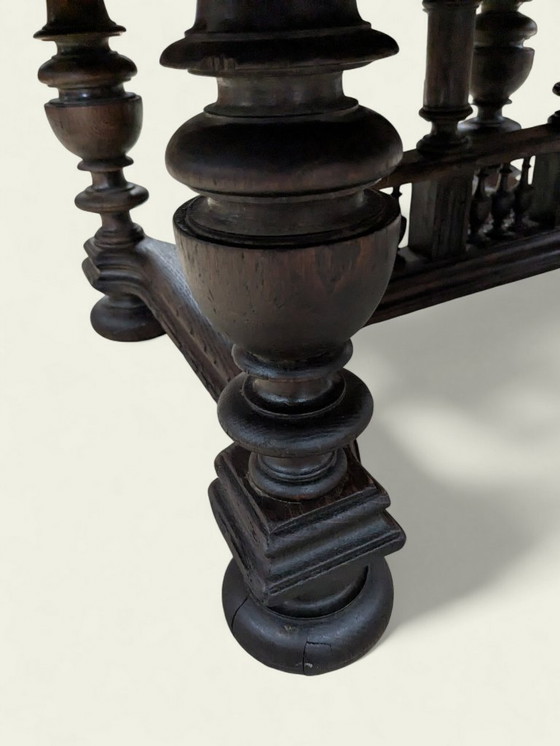 Image 1 of Wilhelminian coffee table | Late 19th century | Antique dining table with wood grain | Vintage furniture