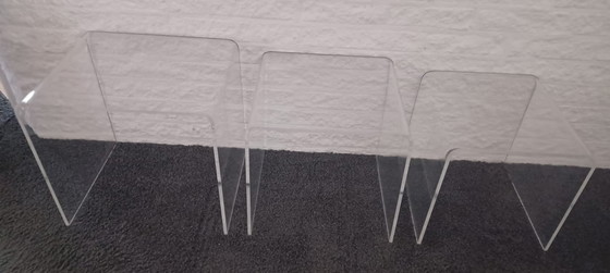 Image 1 of Mini,Mimi Set,3 Tables d'appoint,Plexi,Plastique,Translucide en forme de U