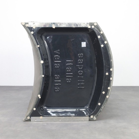 Image 1 of Vela Alta lederen loungestoel en poef van Giovanni Offredi voor Saporiti, Italië, jaren 70