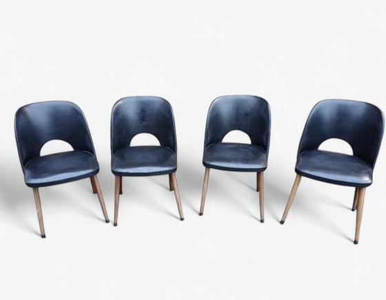 Image 1 of Set of 4 vintage design dining room chairs from the 1950s